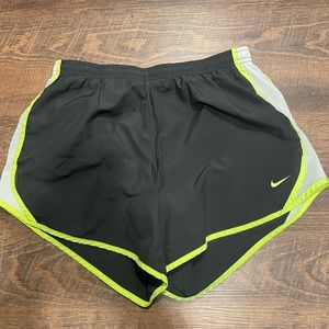 Dark Gray Nike Running Shorts with Neon Detailing — Size Youth XL